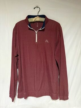Rhoback Men's Burgundy Microdot 1/4 Zip Long Sleeve Polo